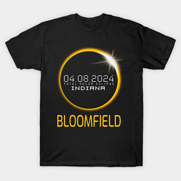 BLOOMFIELD Indiana Total Solar Eclipse April 8 2024 Indiana T-Shirt by TeeaxArt